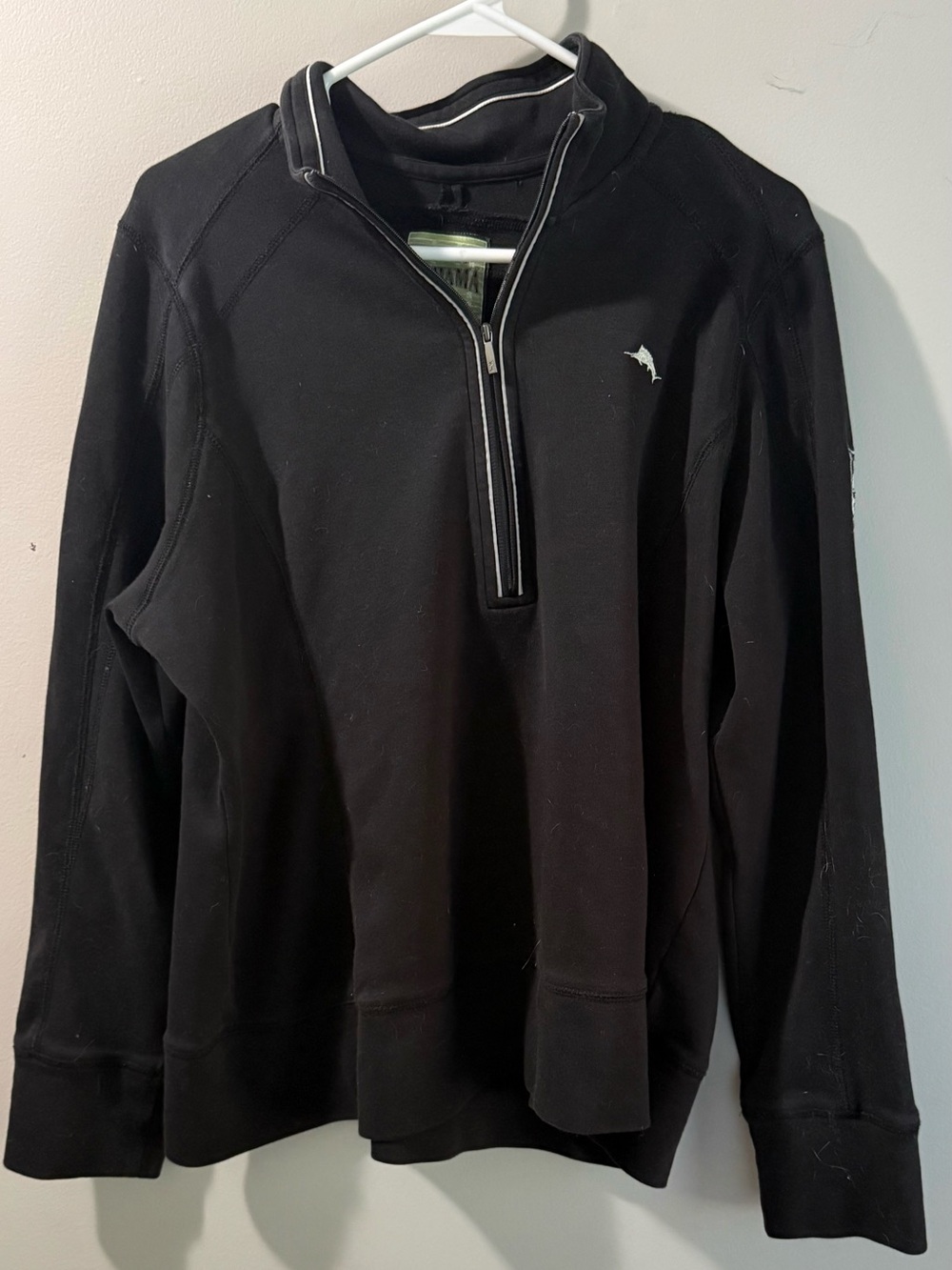 Tommy Bahama Black Half-Zip Pullover with White Raiders Logo